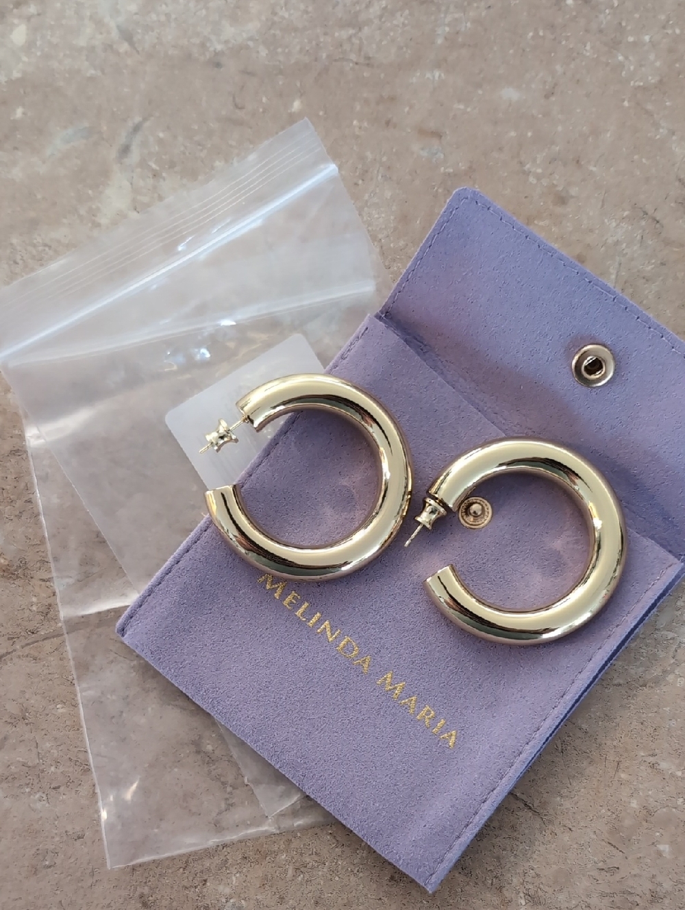 Melinda Maria Polished Gold Chunky "She's So Smooth" Hoops